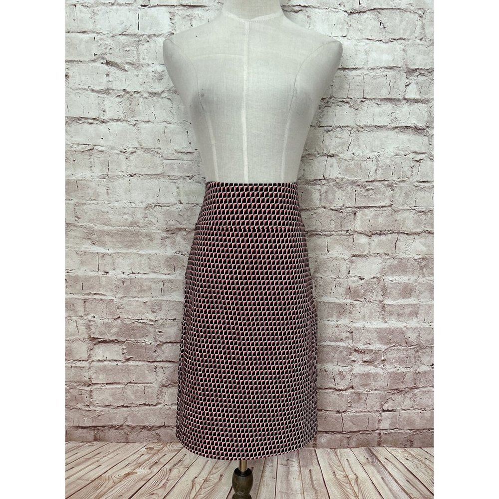 Margaret M Womens SLIMMING SKIRT Geo Print Pencil Skirt Pink Black - Size S
